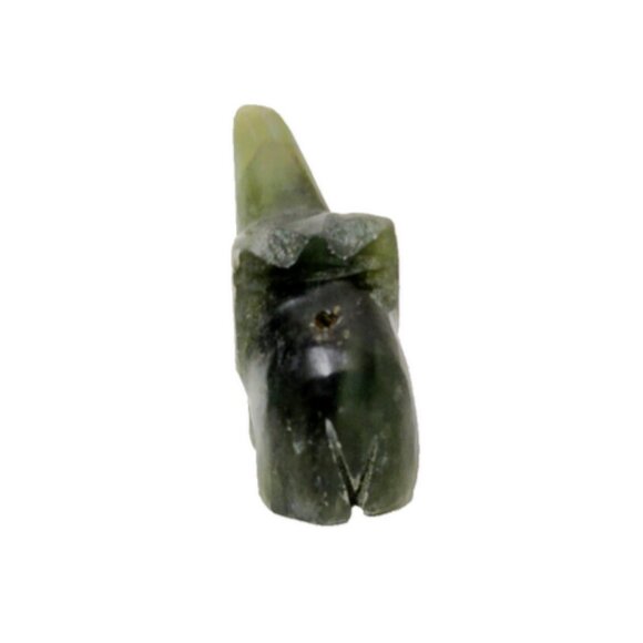 Vintage Mini Carved Green Jade Elephant Figurine Trunk Up Prosperity 1"x.75" - Picture 3 of 5